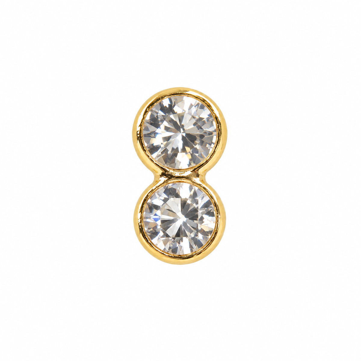 Joy Jewelry NB14 Gold Tone Double Round Stone nose stud