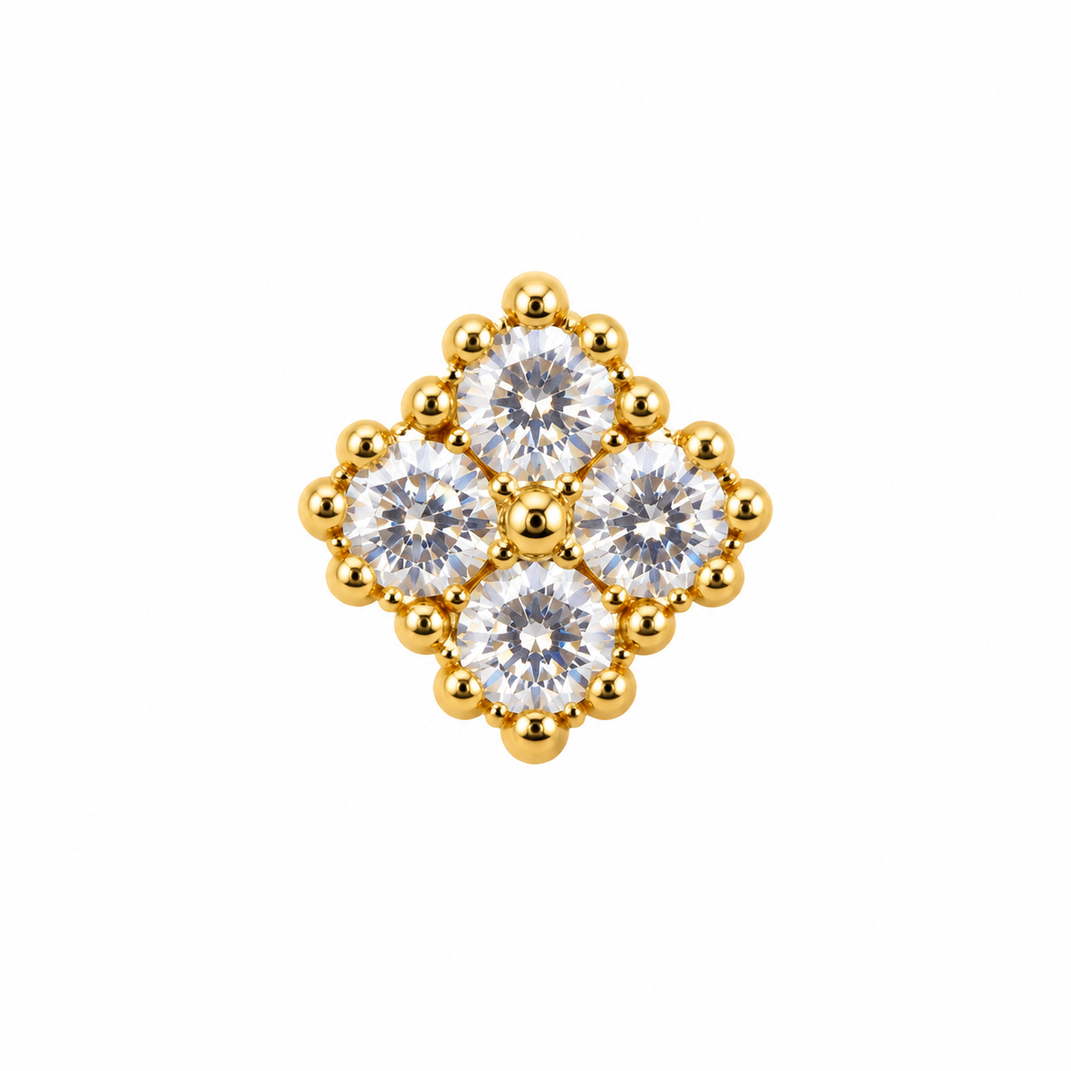 Joy Jewelry NB18 Gold Tone Square Stone Cluster nose stud