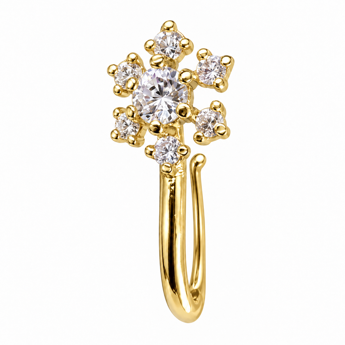 NCFG01 – The One gold-tone clear stone cluster nose cuff