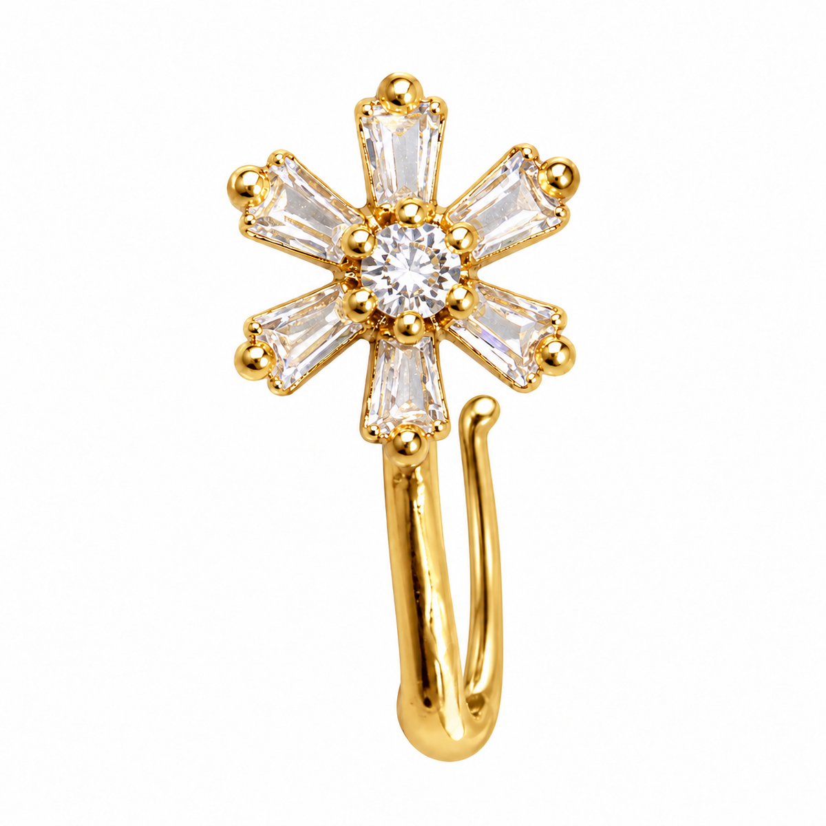 NCFG06 – The One gold-tone clear stone flower nose cuff