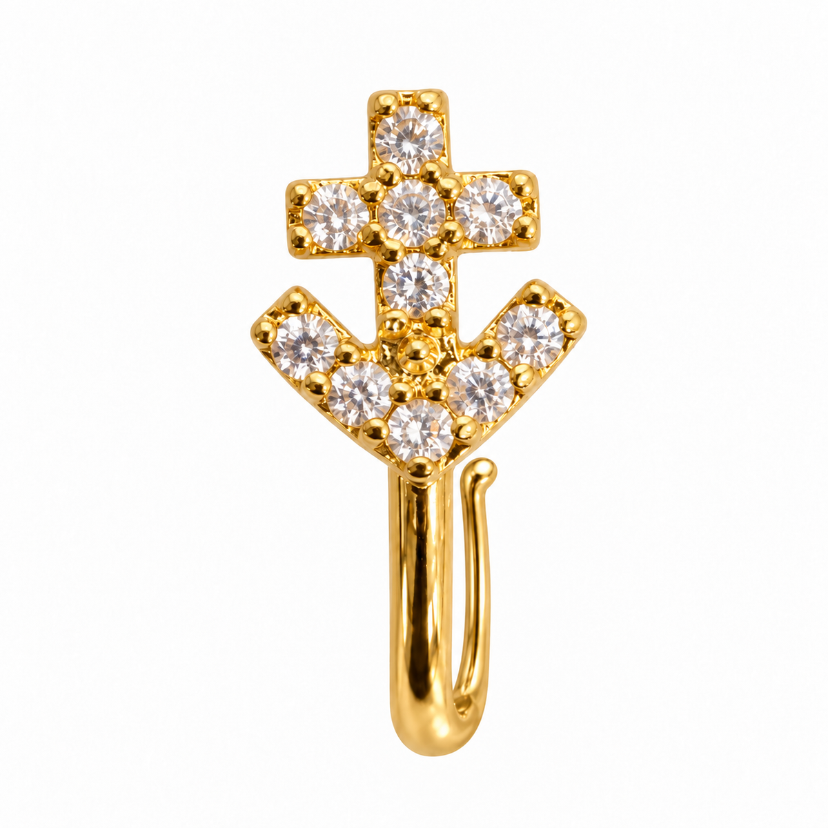 NCFG07 – The One gold-tone clear stone anchor nose cuff