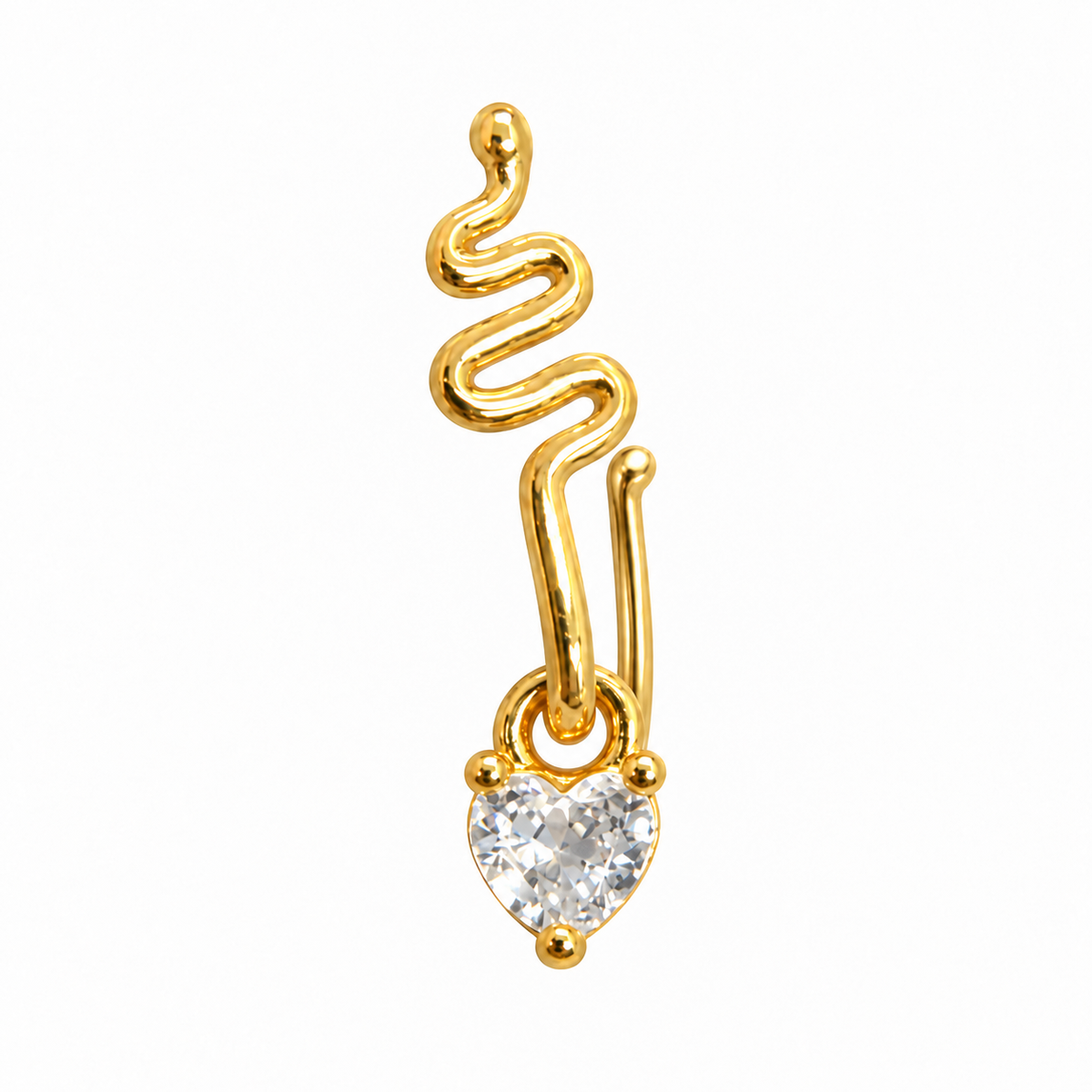 NCFG11 – The One gold-tone wavy heart dangle nose cuff