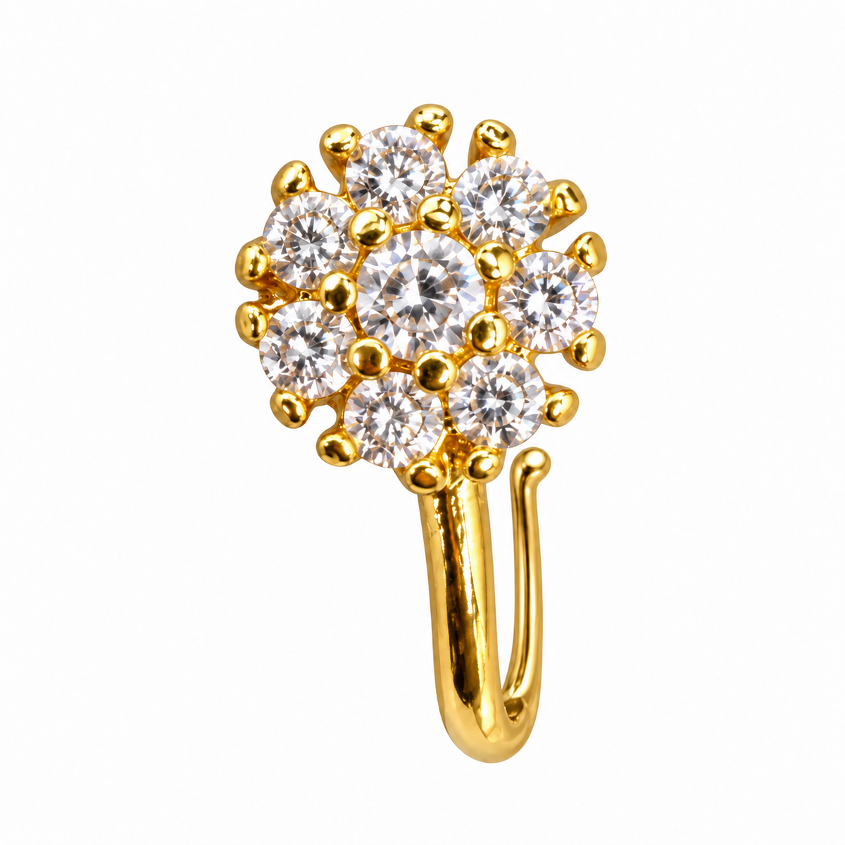 NCFG12 – The One gold-tone round stone flower cluster nose cuff