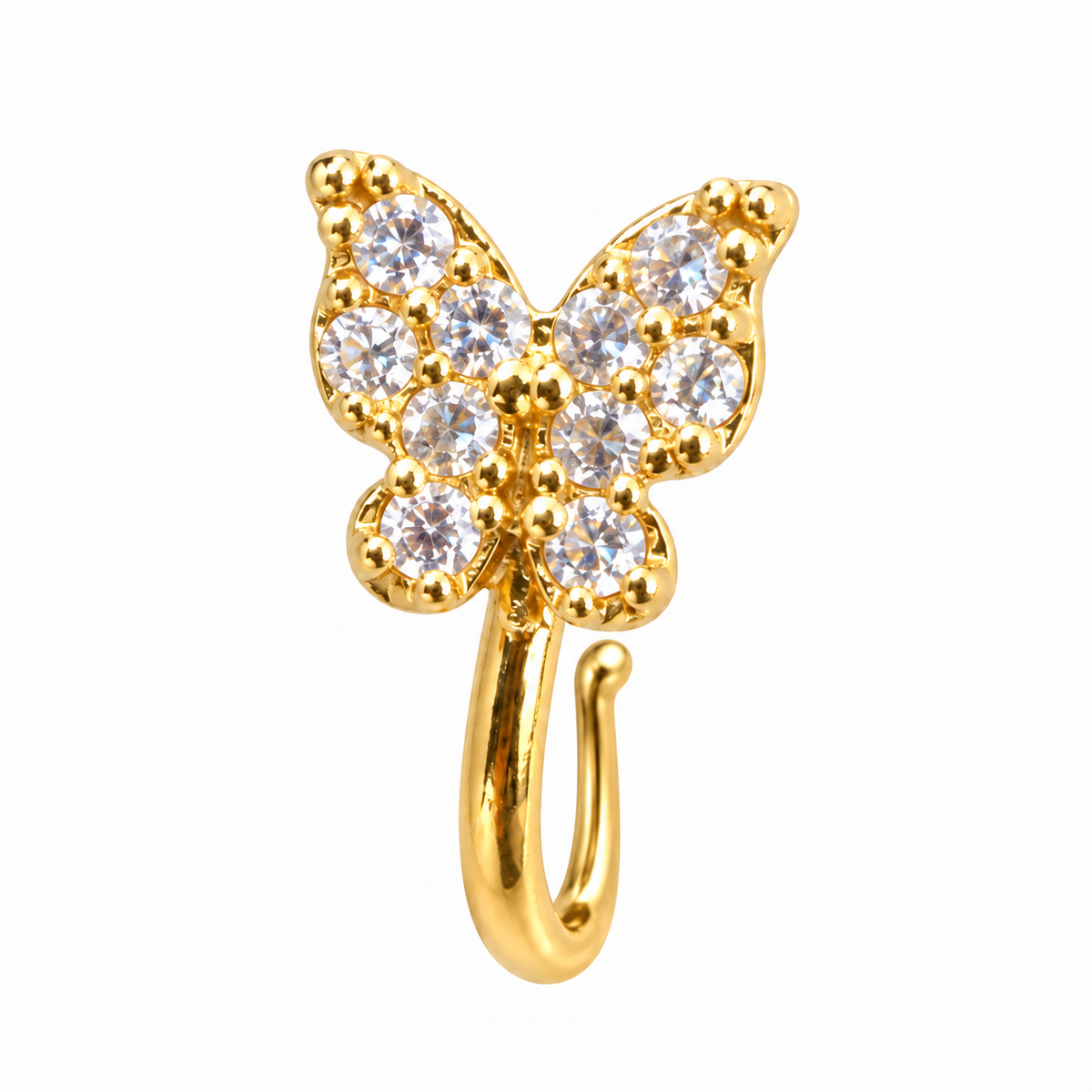 NCFG14 – The One gold-tone clear stone butterfly nose cuff