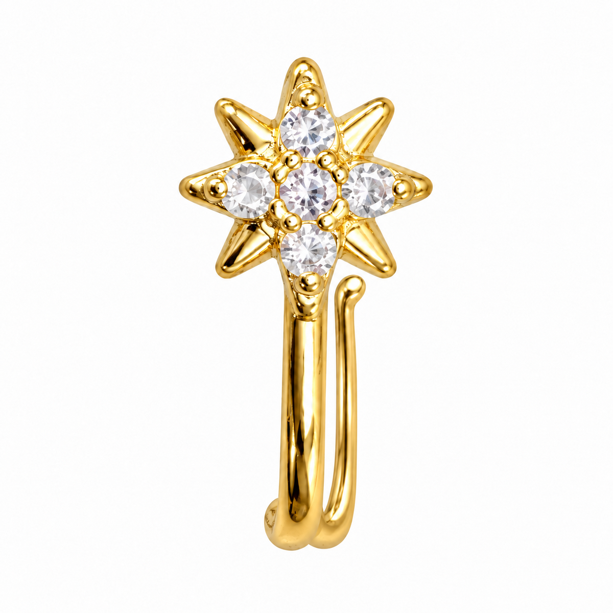 NCFG16 – The One gold-tone clear stone eight-point star nose cuff