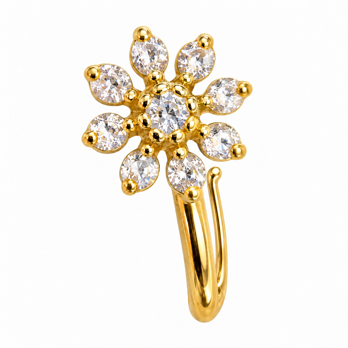 NCFG21 – The One gold-tone clear stone daisy nose cuff