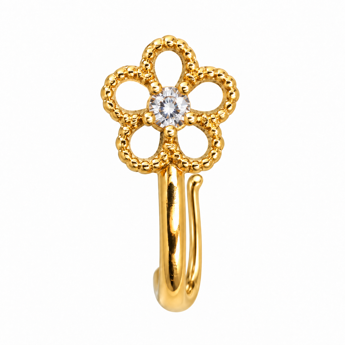 NCFG23 – The One gold-tone rounded open-petal flower nose cuff