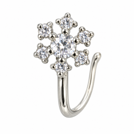 NCFS01 The One silver-tone nose cuff – Clear Stone Flower Cluster