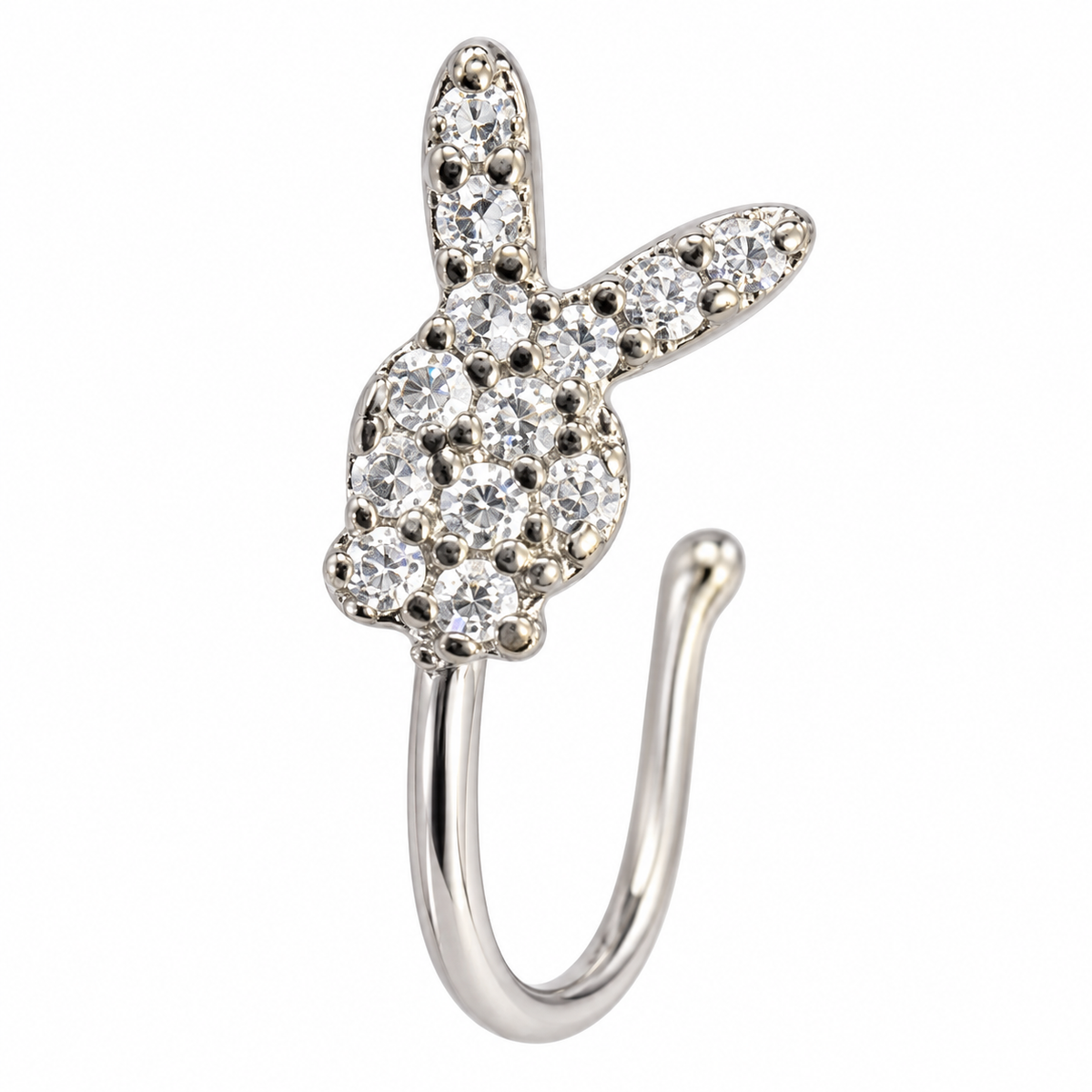 NCFS03 The One silver-tone nose cuff – Clear Stone Bunny