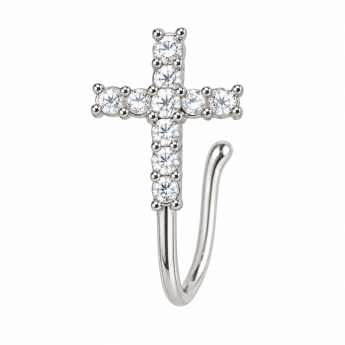 NCFS04 The One silver-tone nose cuff – Clear Stone Cross