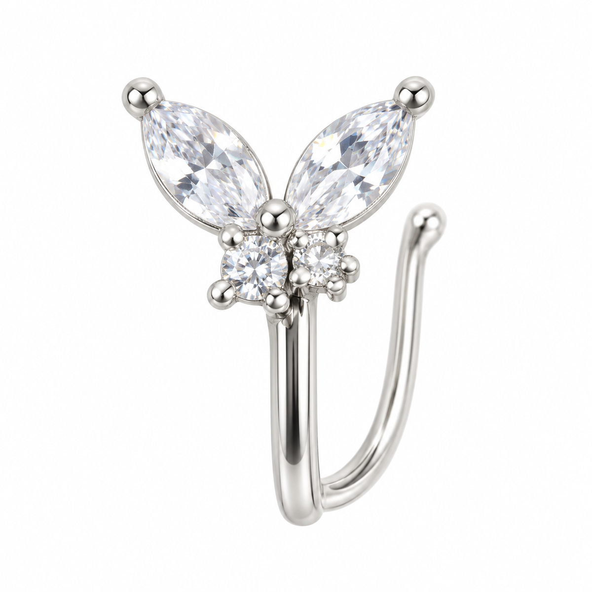 NCFS05 The One silver-tone nose cuff – Marquise Stone Cluster