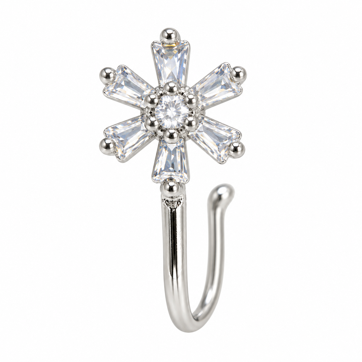 NCFS06 The One silver-tone nose cuff – Clear Stone Flower