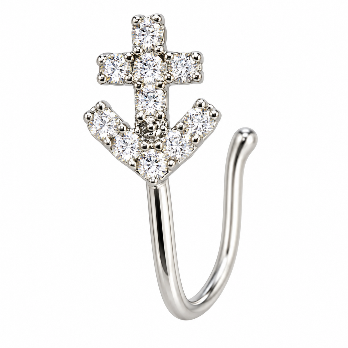 NCFS07 The One silver-tone nose cuff – Clear Stone Anchor