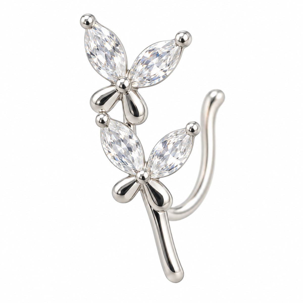 NCFS10 The One silver-tone nose cuff – Double Marquise Butterfly