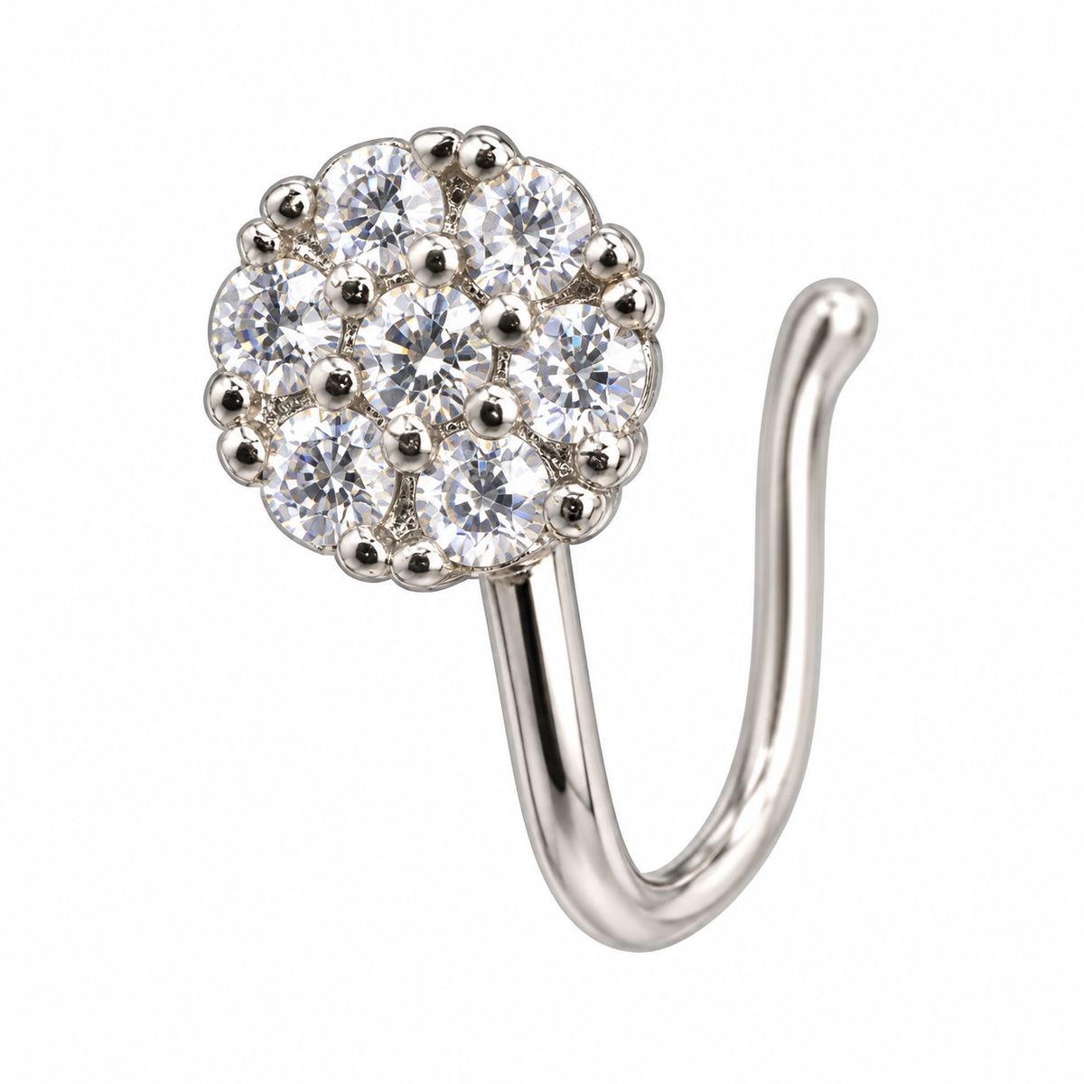 NCFS11 The One silver-tone nose cuff – Round Clear Stone Cluster