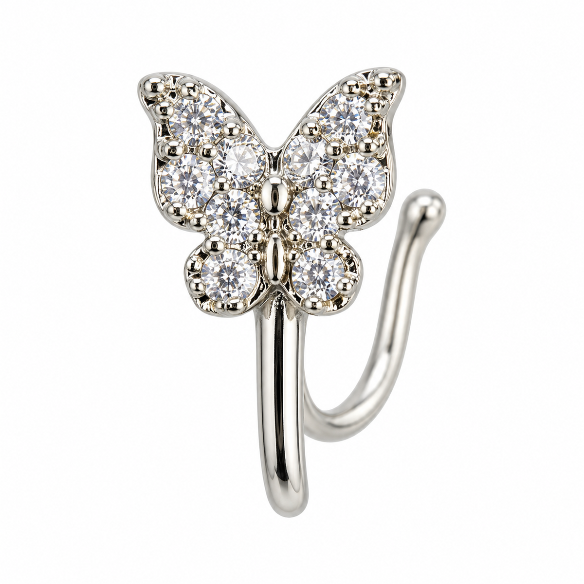 NCFS12 The One silver-tone nose cuff – Clear Stone Pavé Butterfly