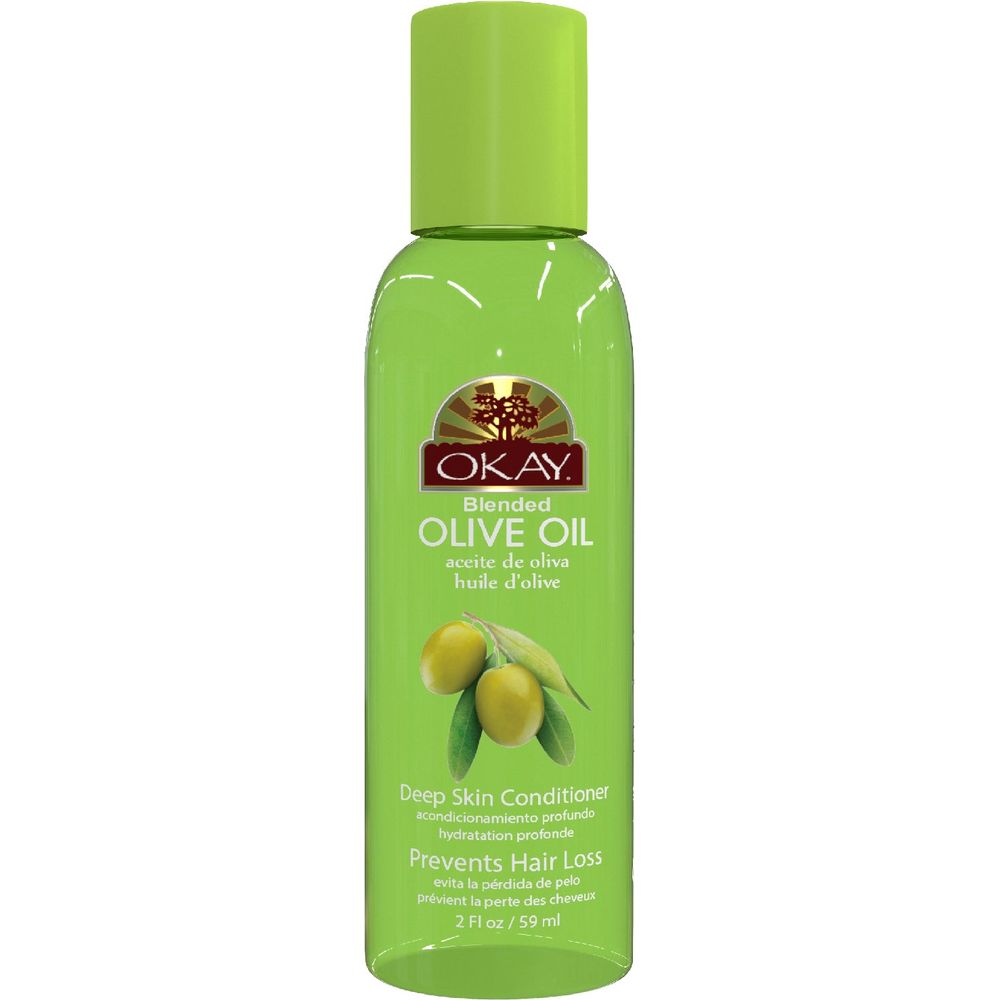 OKAY Pure Naturals Olive Blended Oil 2 oz in a green bottle