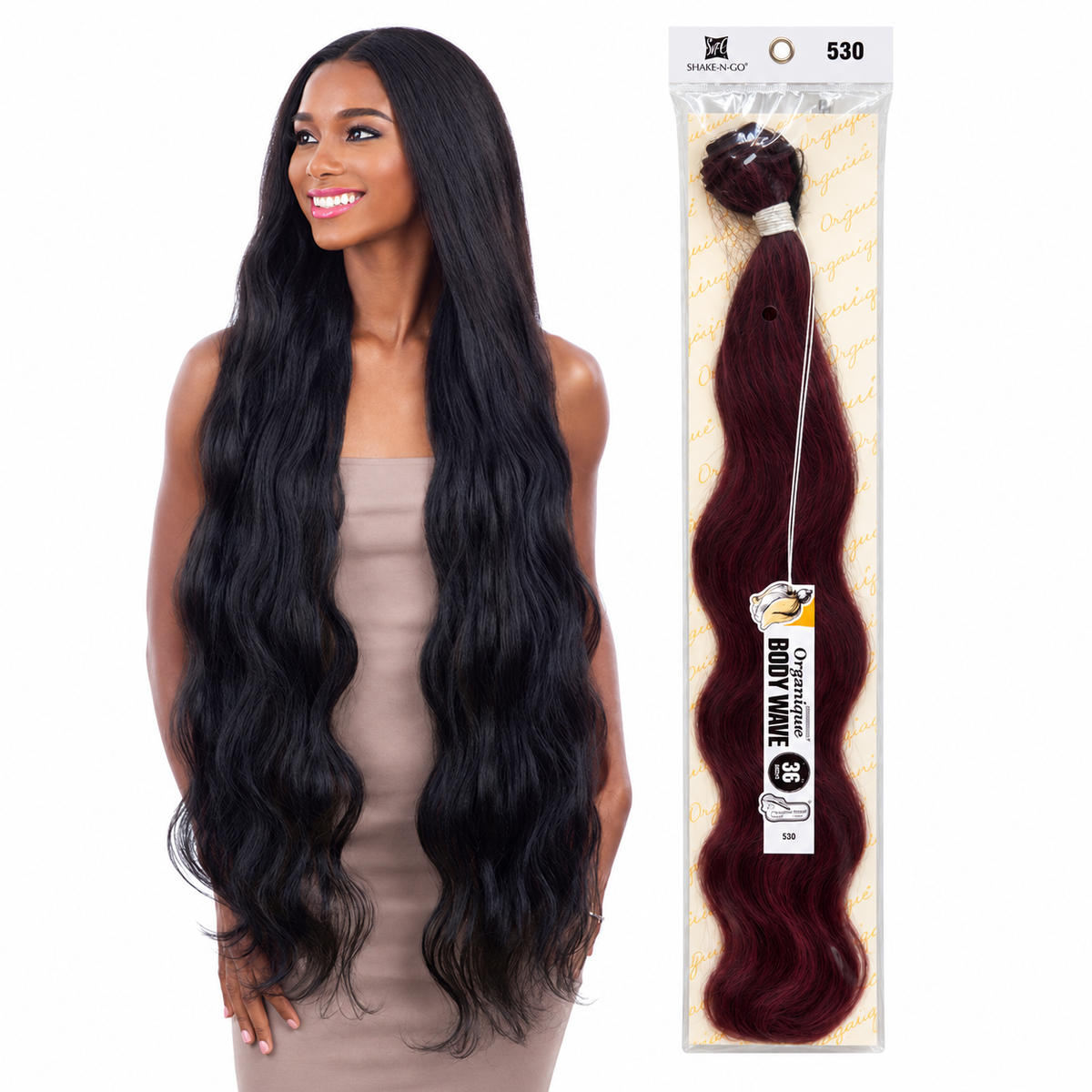 Organique Body Wave 36-inch manufacturer model beside full color 530 package