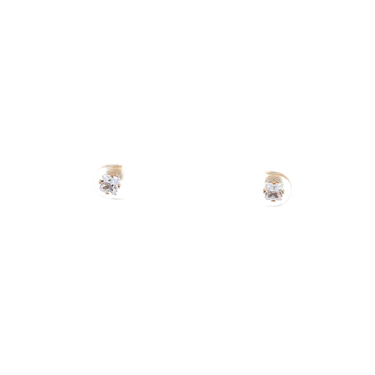 The One Jewelry gold-tone square CZ screw-back stud earrings 4 mm