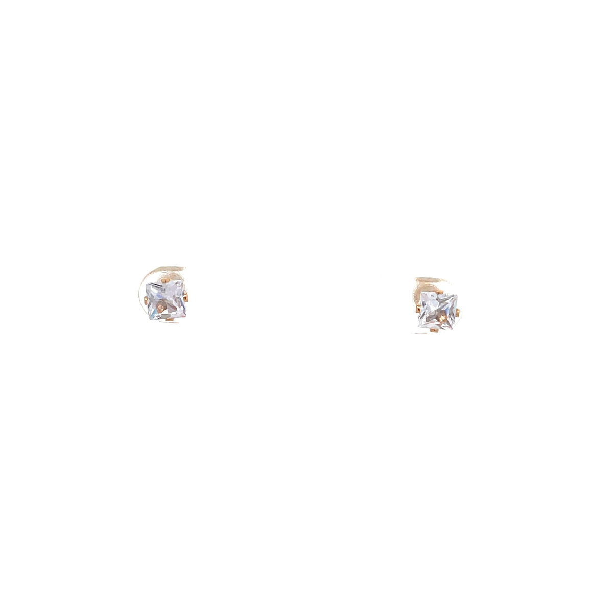 The One Jewelry gold-tone square CZ screw-back stud earrings 5 mm