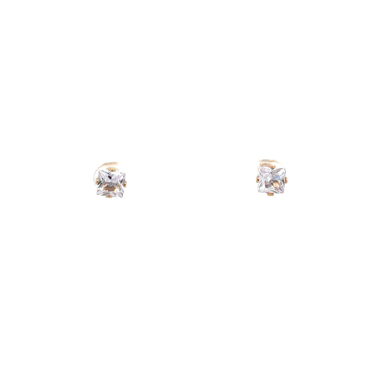 The One Jewelry gold-tone square CZ screw-back stud earrings 6 mm