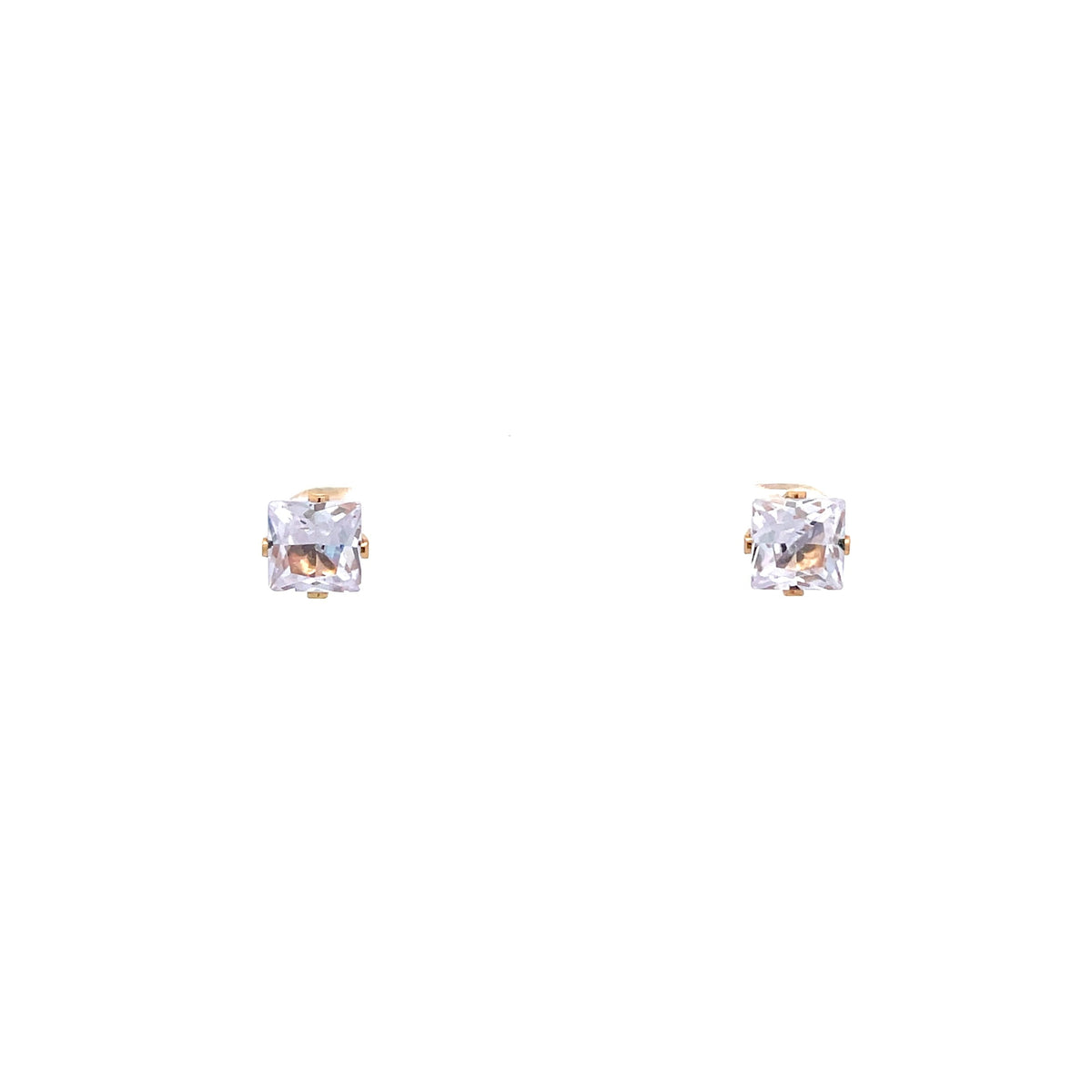 The One Jewelry gold-tone square CZ screw-back stud earrings 7 mm