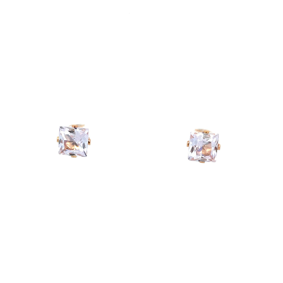 The One Jewelry gold-tone square CZ screw-back stud earrings 8 mm