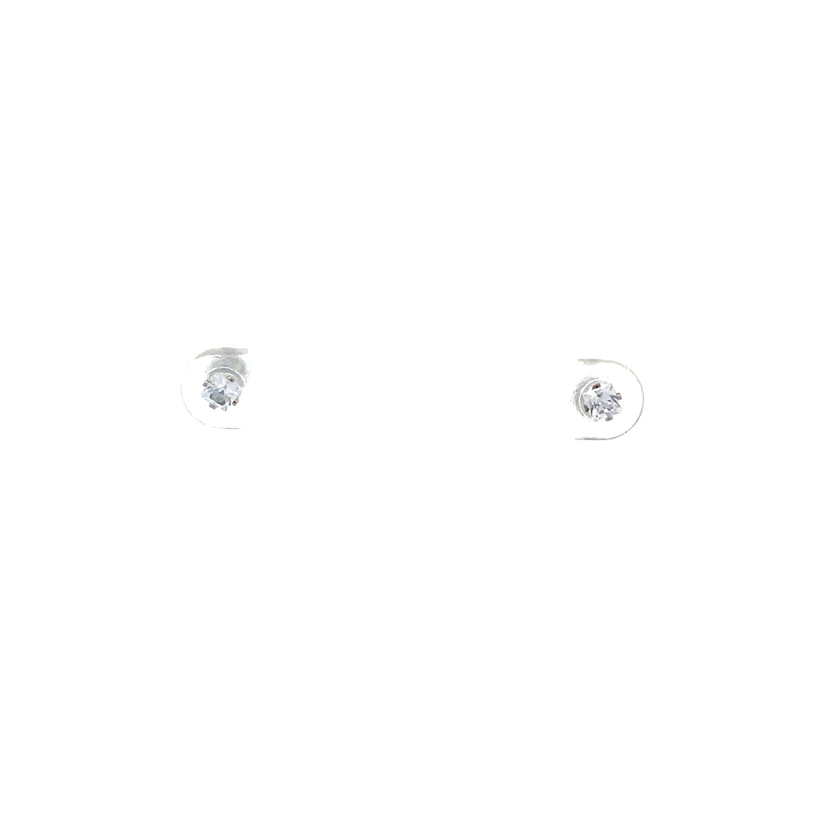 The One Jewelry silver-tone square CZ screw-back stud earrings 3 mm