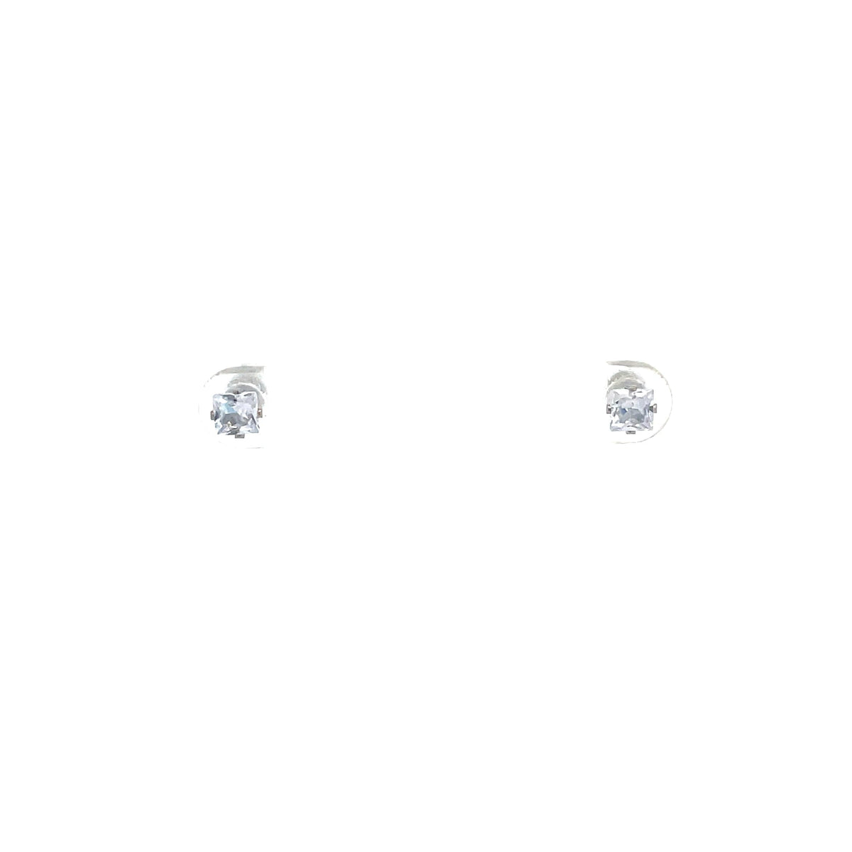 The One Jewelry silver-tone square CZ screw-back stud earrings 4 mm