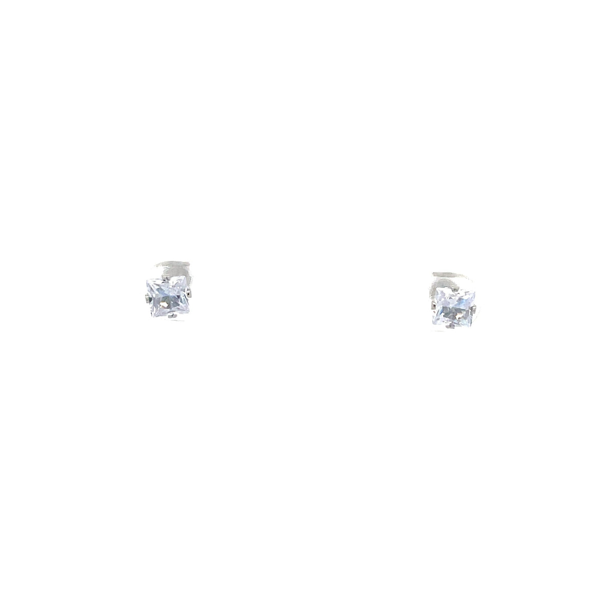 The One Jewelry silver-tone square CZ screw-back stud earrings 5 mm