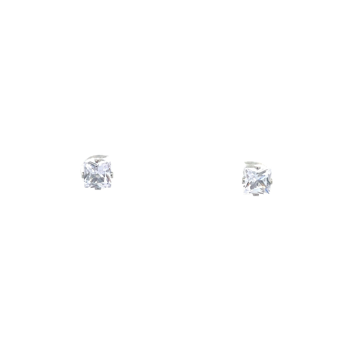 The One Jewelry silver-tone square CZ screw-back stud earrings 6 mm