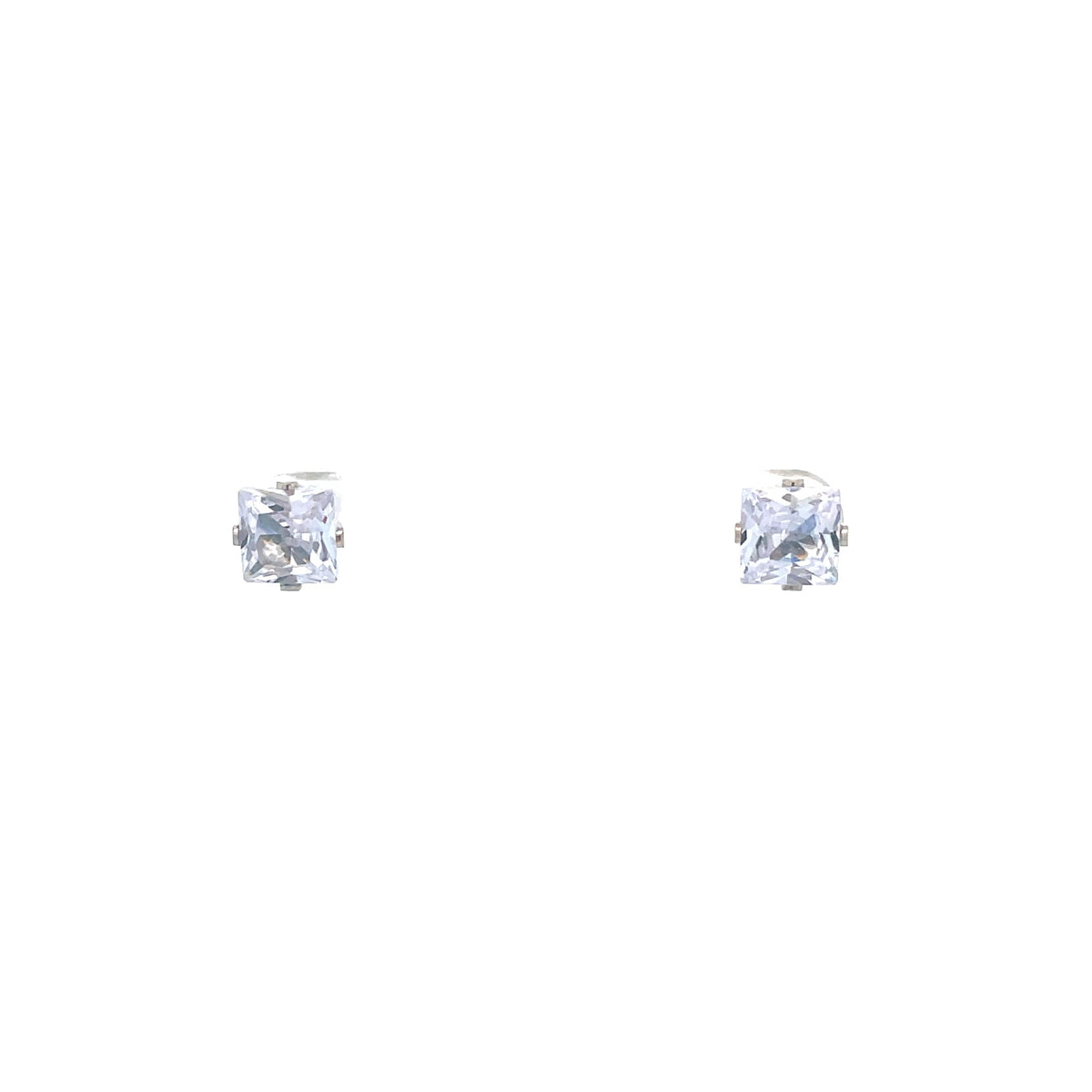 The One Jewelry silver-tone square CZ screw-back stud earrings 7 mm