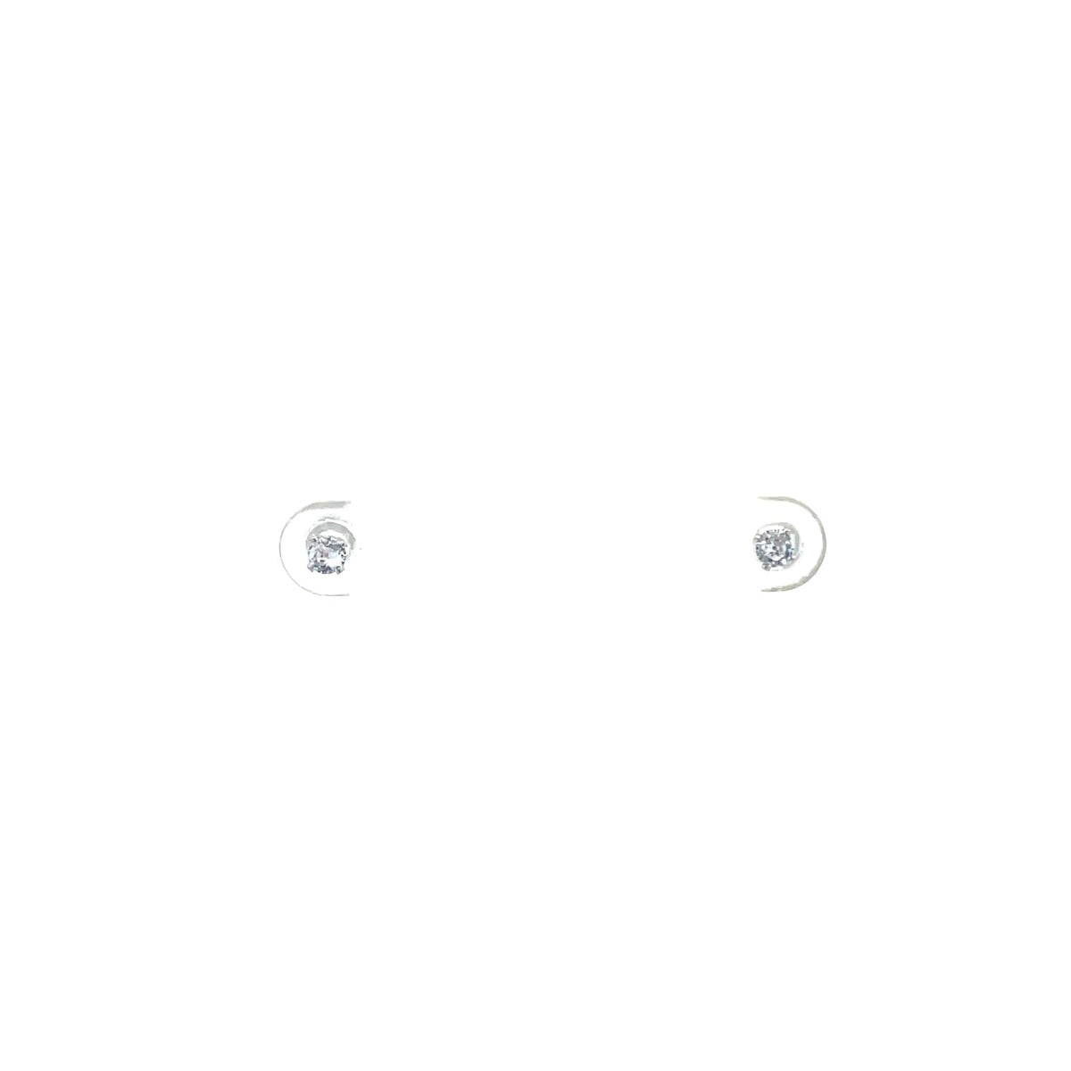 The One Jewelry silver-tone round CZ screw-back stud earrings 3 mm