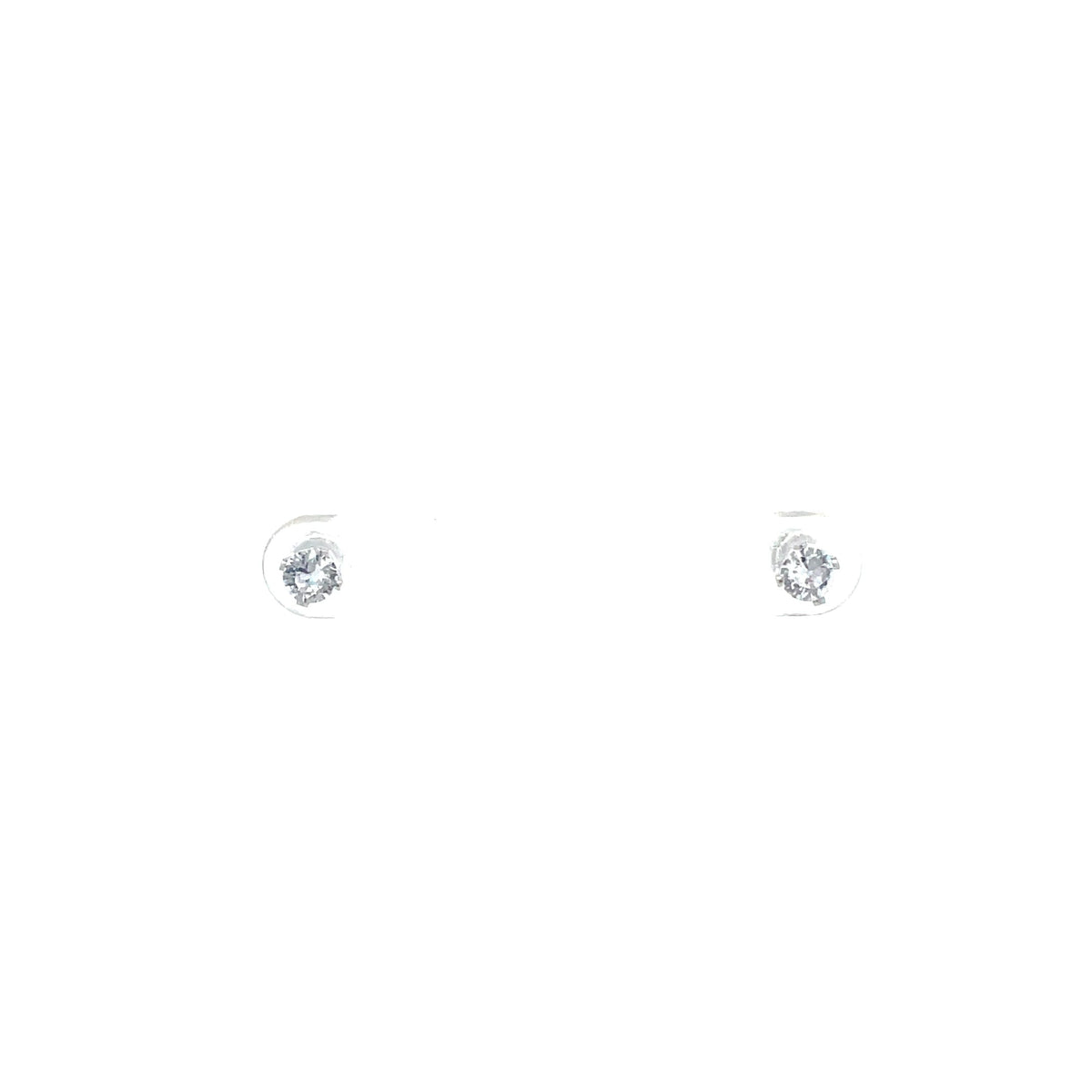 The One Jewelry silver-tone round CZ screw-back stud earrings 4 mm