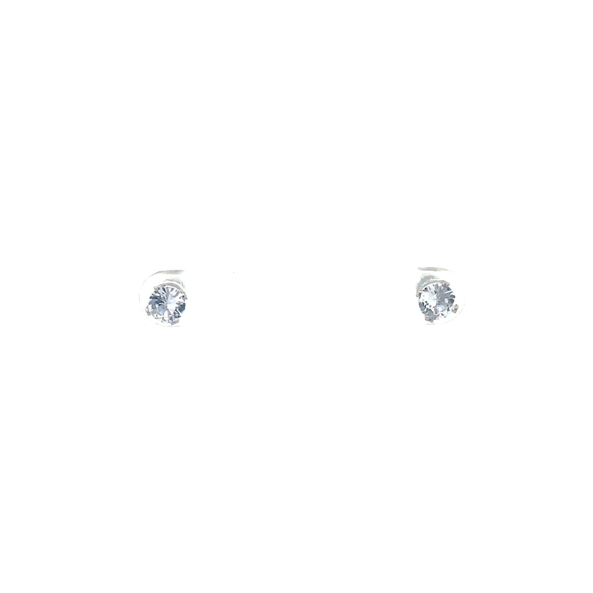 The One Jewelry silver-tone round CZ screw-back stud earrings 5 mm