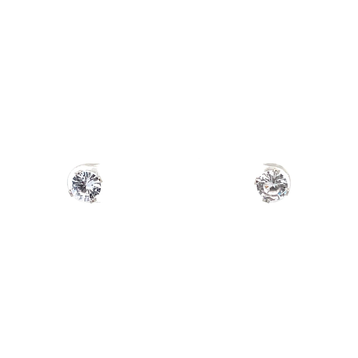 The One Jewelry silver-tone round CZ screw-back stud earrings 6 mm
