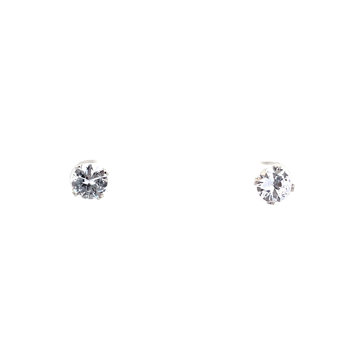 The One Jewelry silver-tone round CZ screw-back stud earrings 7 mm