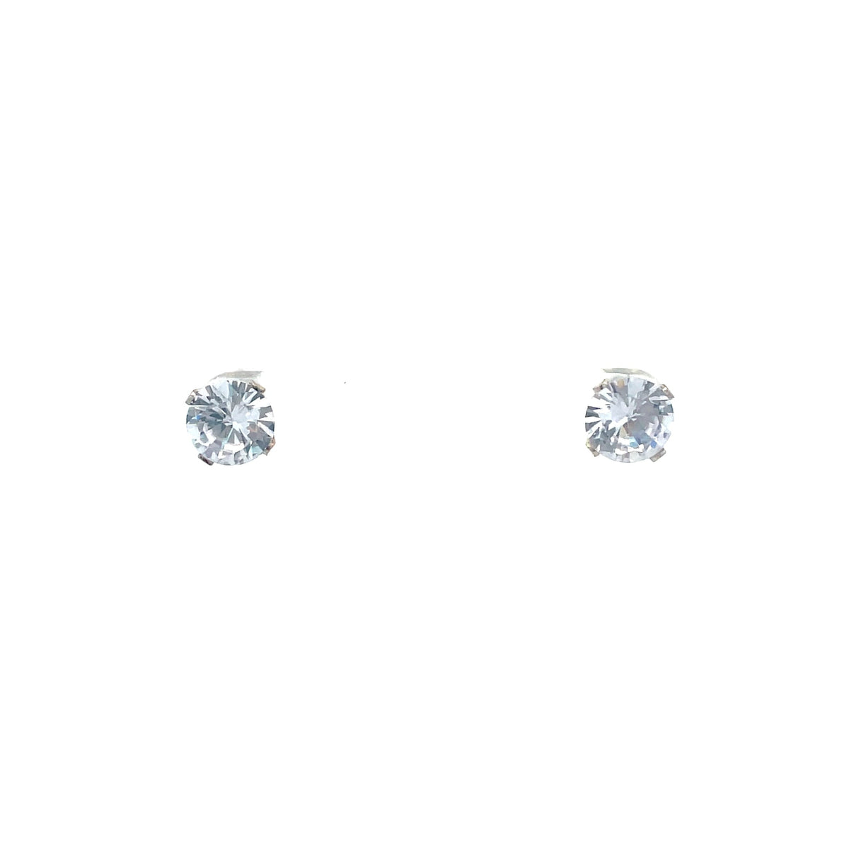 The One Jewelry silver-tone round CZ screw-back stud earrings 8 mm