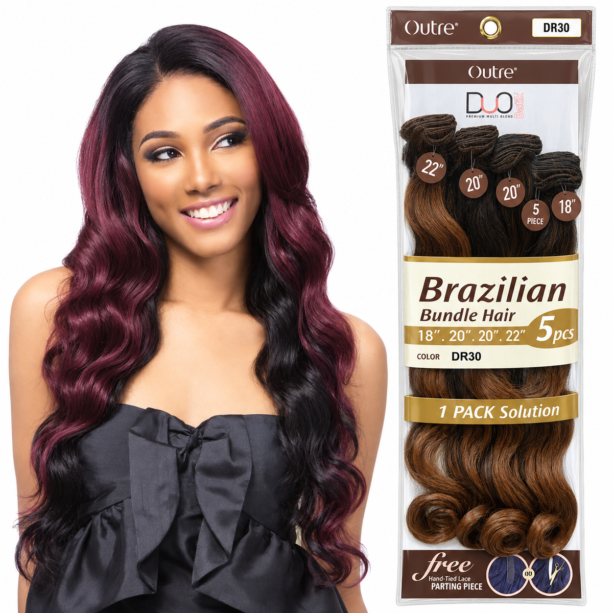 Outre Batik Duo Brazilian original burgundy-haired model beside DR30 five-piece package