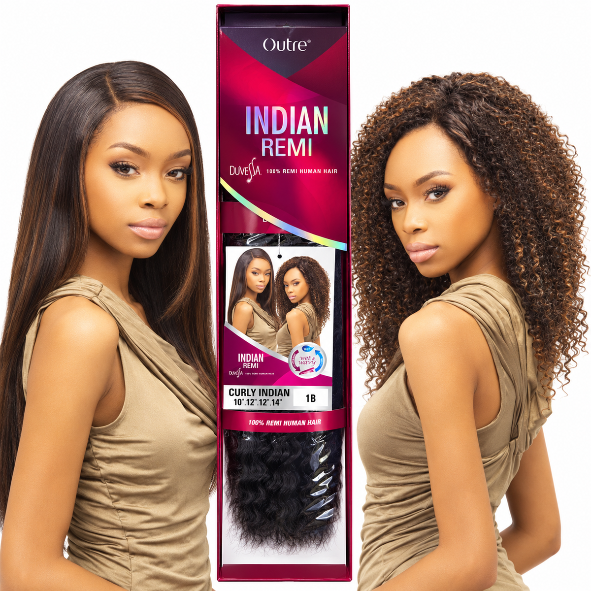 Outre Duvessa Curly Indian 1B product with packaging models