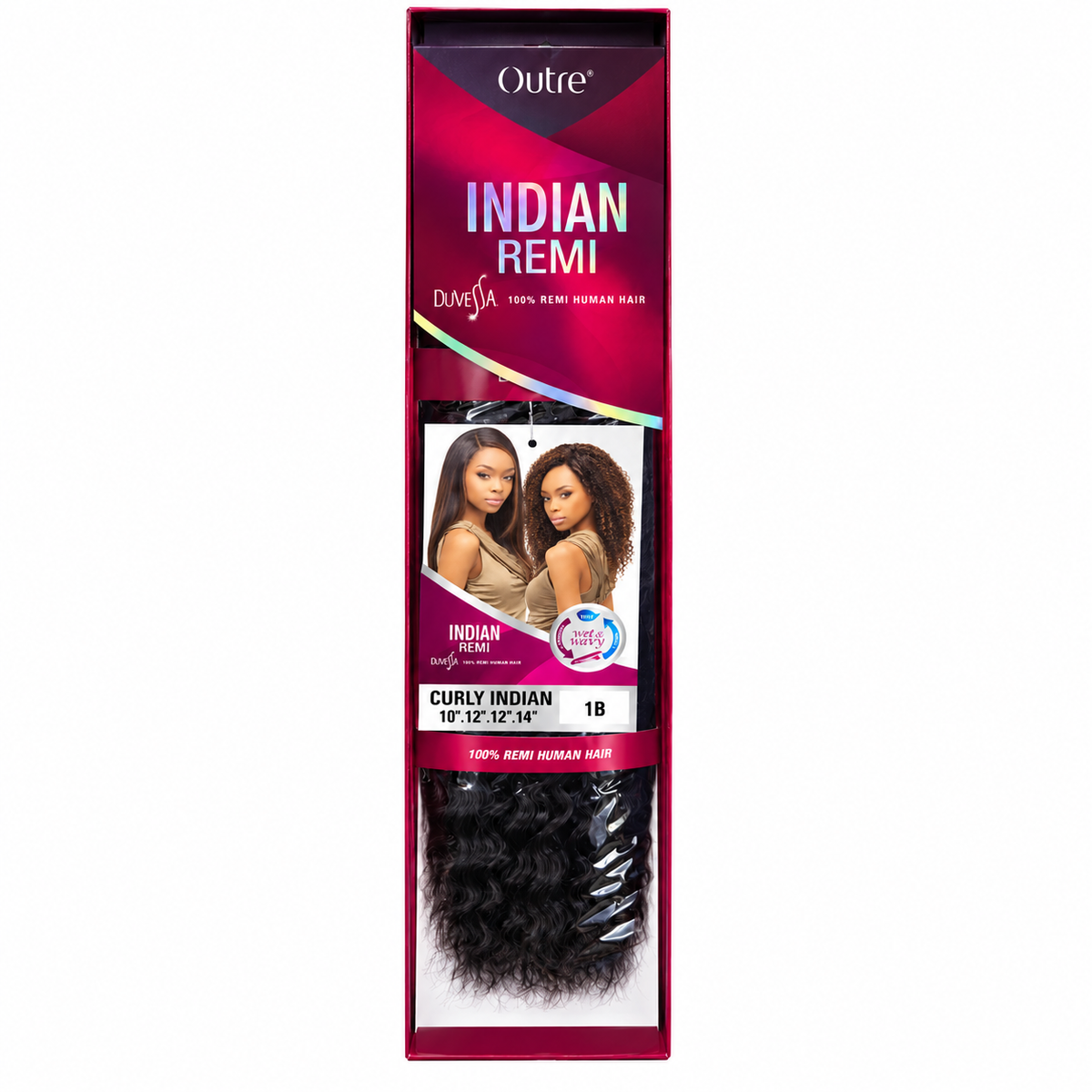 Outre Duvessa Curly Indian 10 12 12 14 inch hair set color 1B