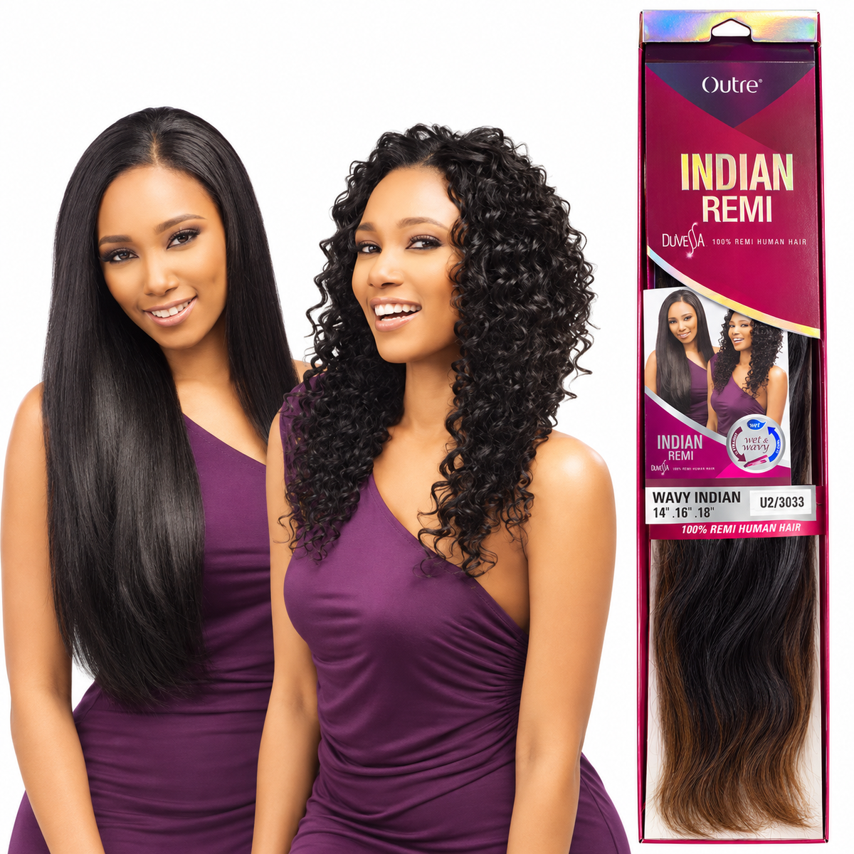 Outre Duvessa Wavy Indian 14 16 18 inch U2/3033 hair set with packaging models