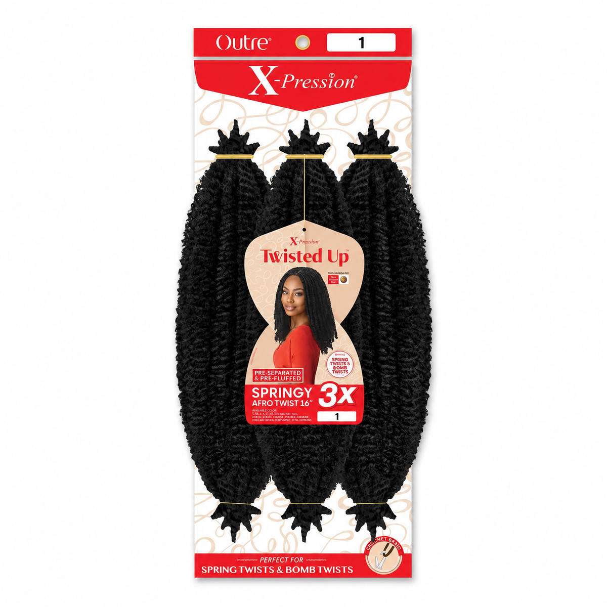 Outre Twisted Up 3X Springy Afro Twist 16 inch — color 1 full package