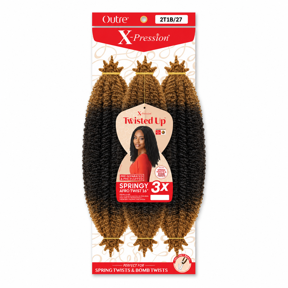 Outre Twisted Up 3X Springy Afro Twist 16 inch — color 2T1B/27 full package