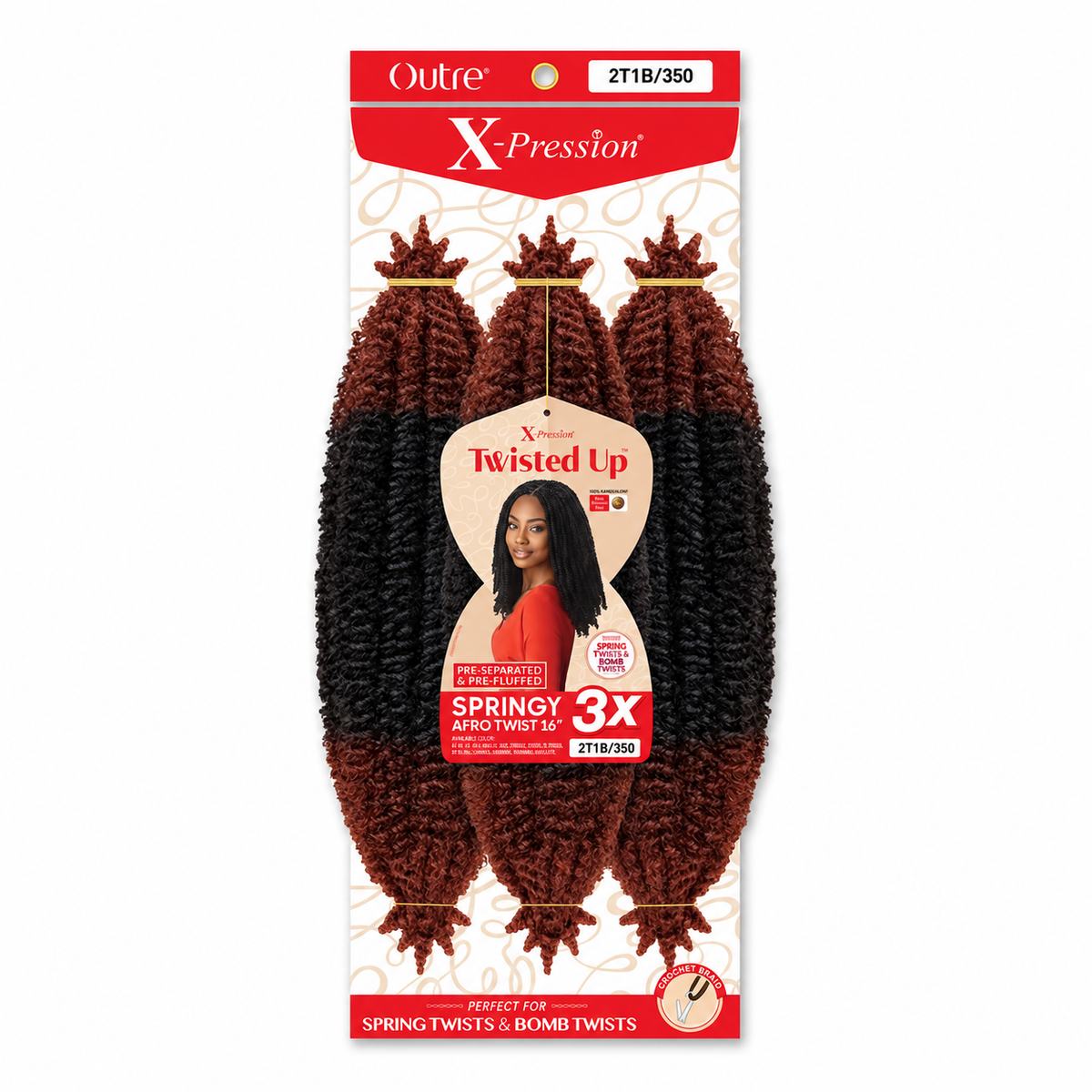 Outre Twisted Up 3X Springy Afro Twist 16 inch — color 2T1B/350 full package