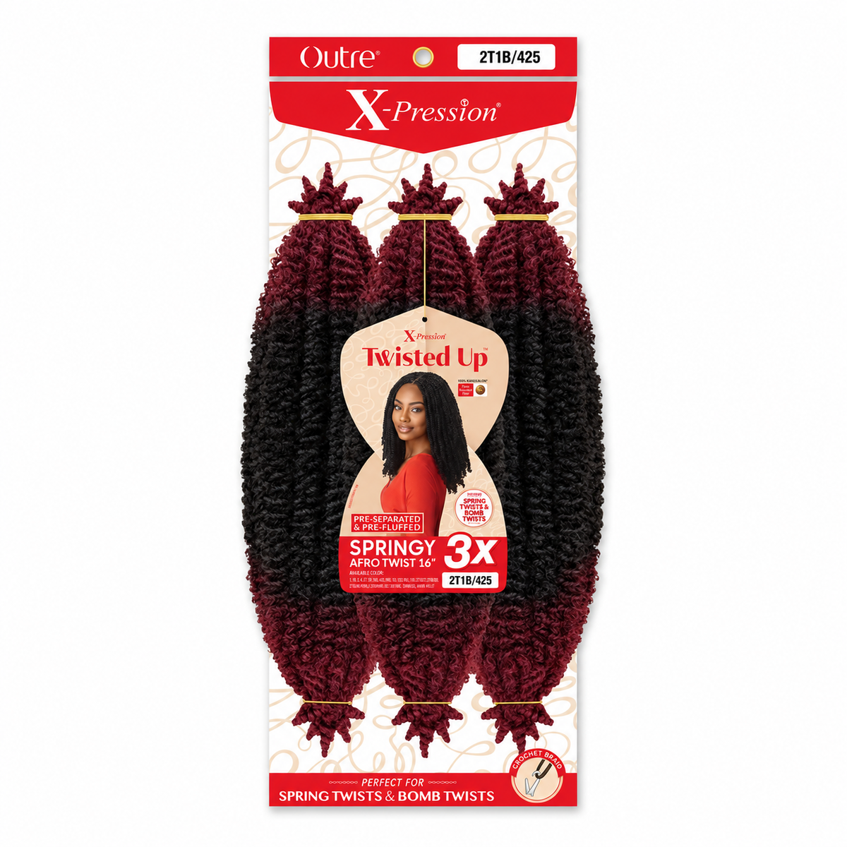 Outre Twisted Up 3X Springy Afro Twist 16 inch — color 2T1B/425 full package