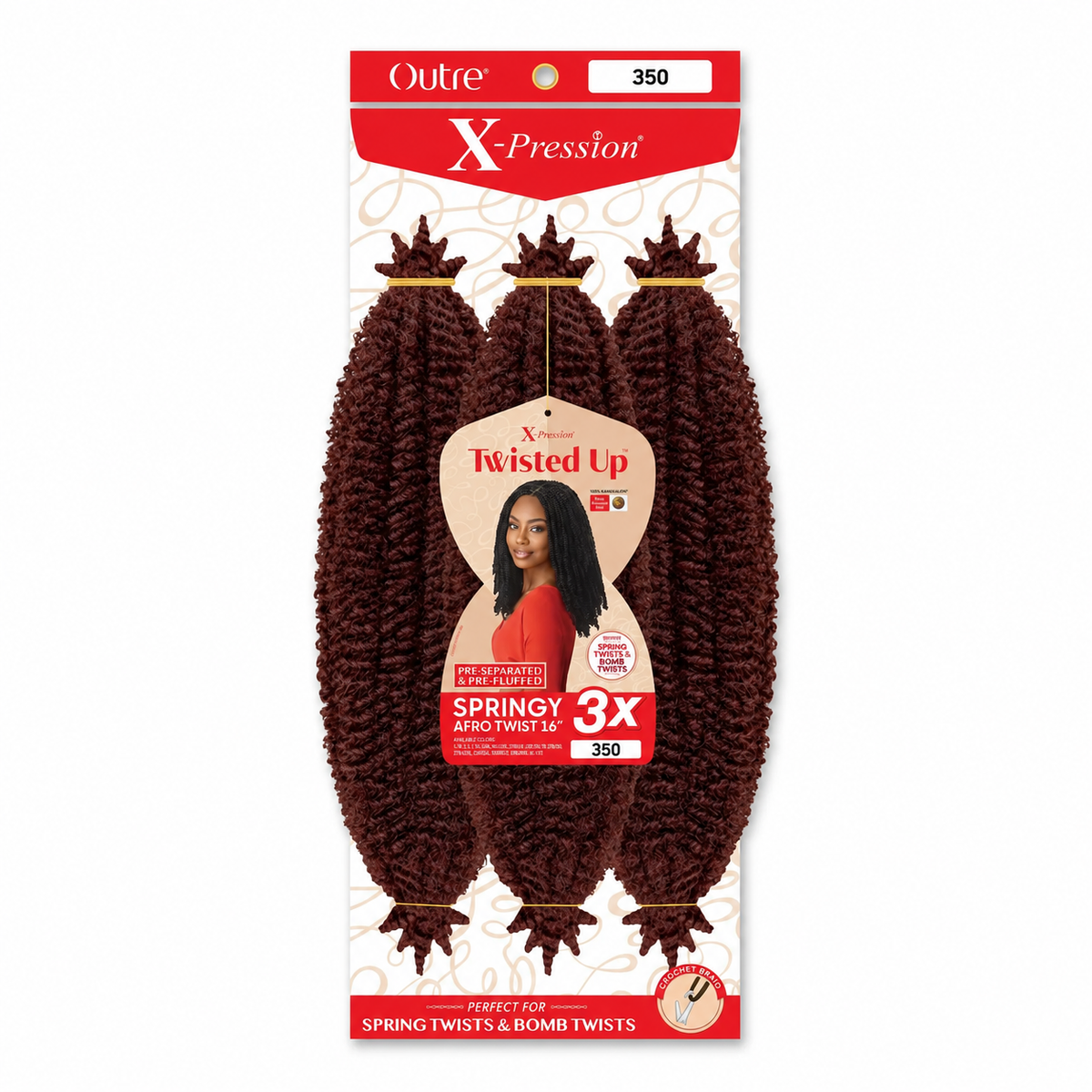 Outre Twisted Up 3X Springy Afro Twist 16 inch — color 350 full package