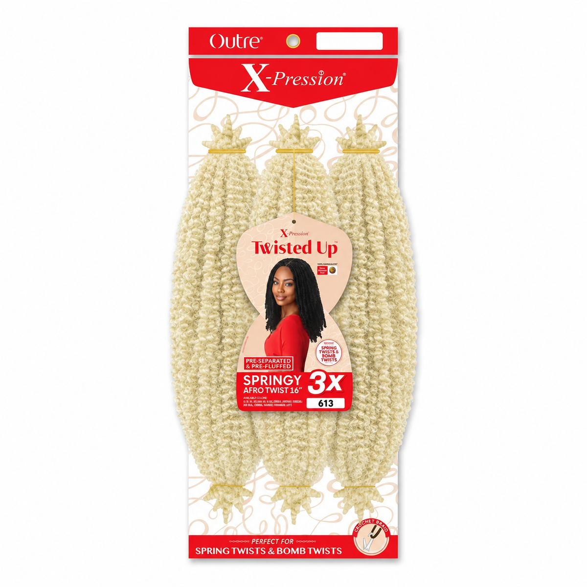 Outre Twisted Up 3X Springy Afro Twist 16 inch — color 613 full package