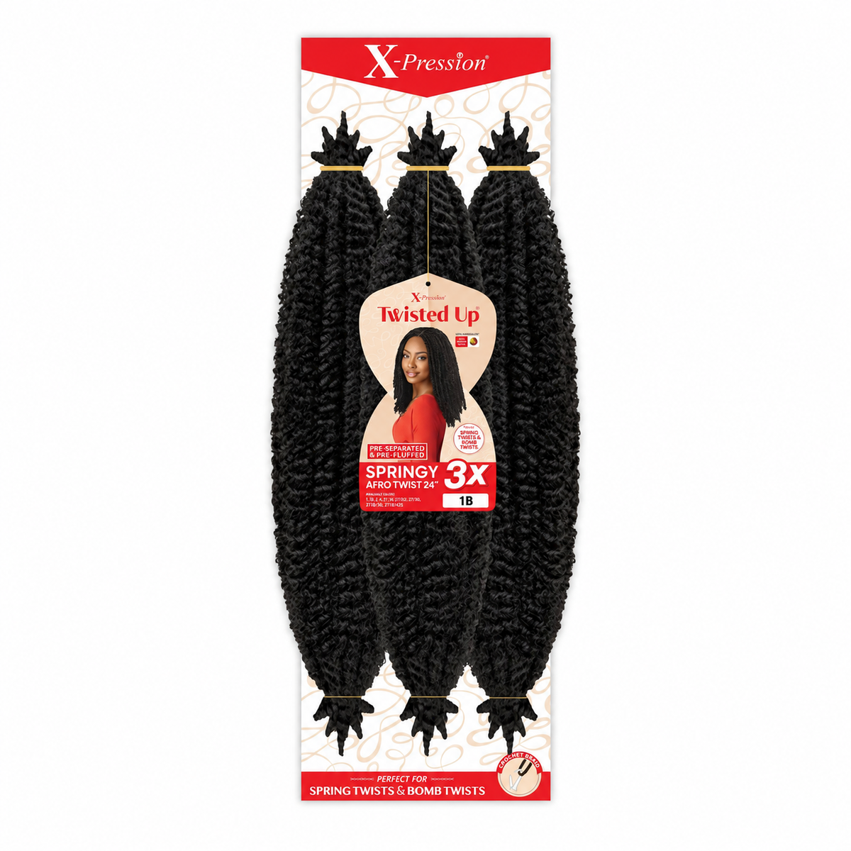 Outre Twisted Up 3X Springy Afro Twist 24 inch — color 1B full package