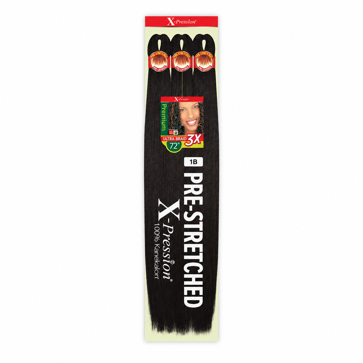 Outre X-Pression Ultra 3X 72-inch — 1B, three bundles in labeled retail package — generated product illustration